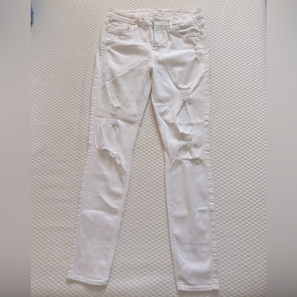 Sevens white skinny distressed jeans